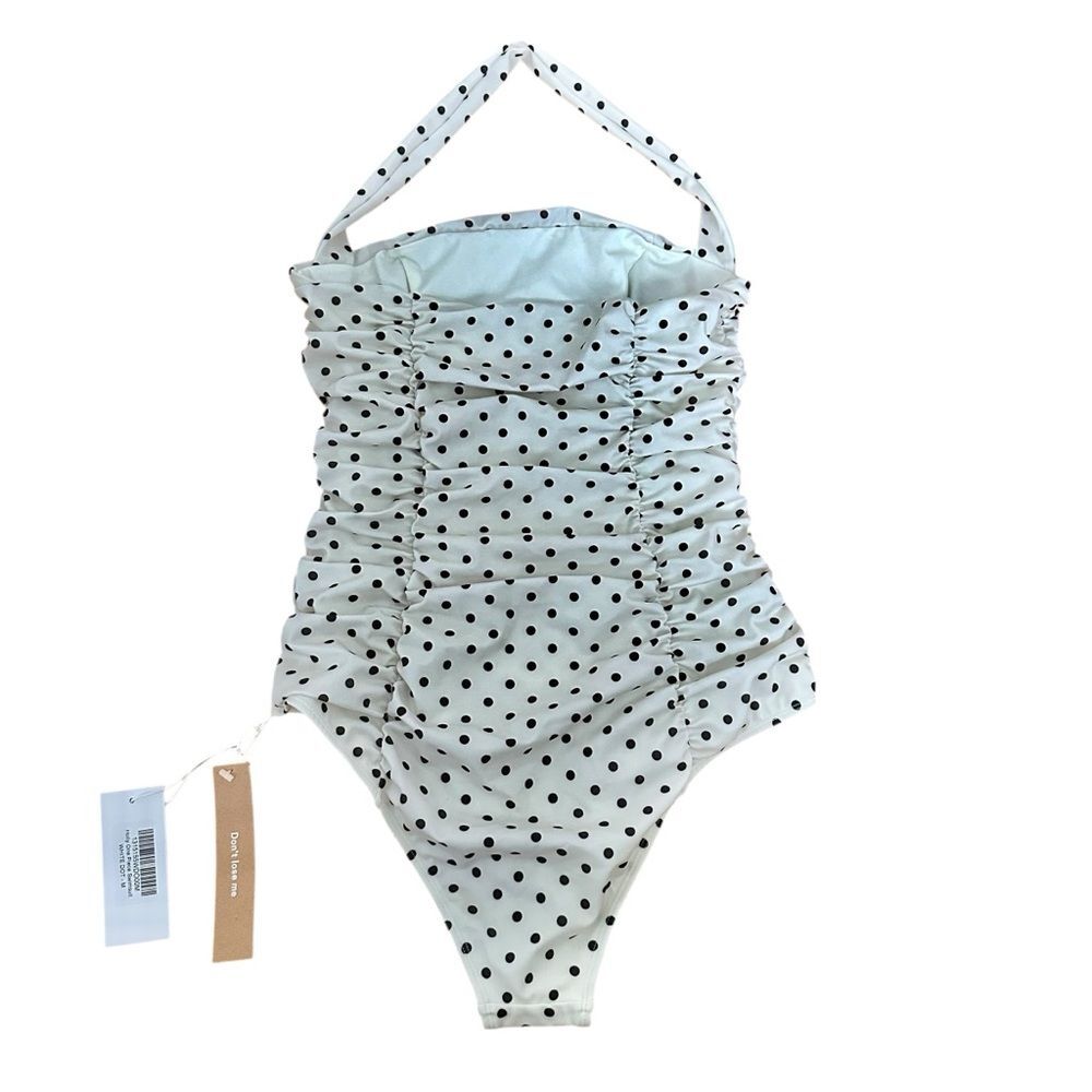 Reformation White and Black Polka Dot One Piece Swimsuit - Picture 6 of 9